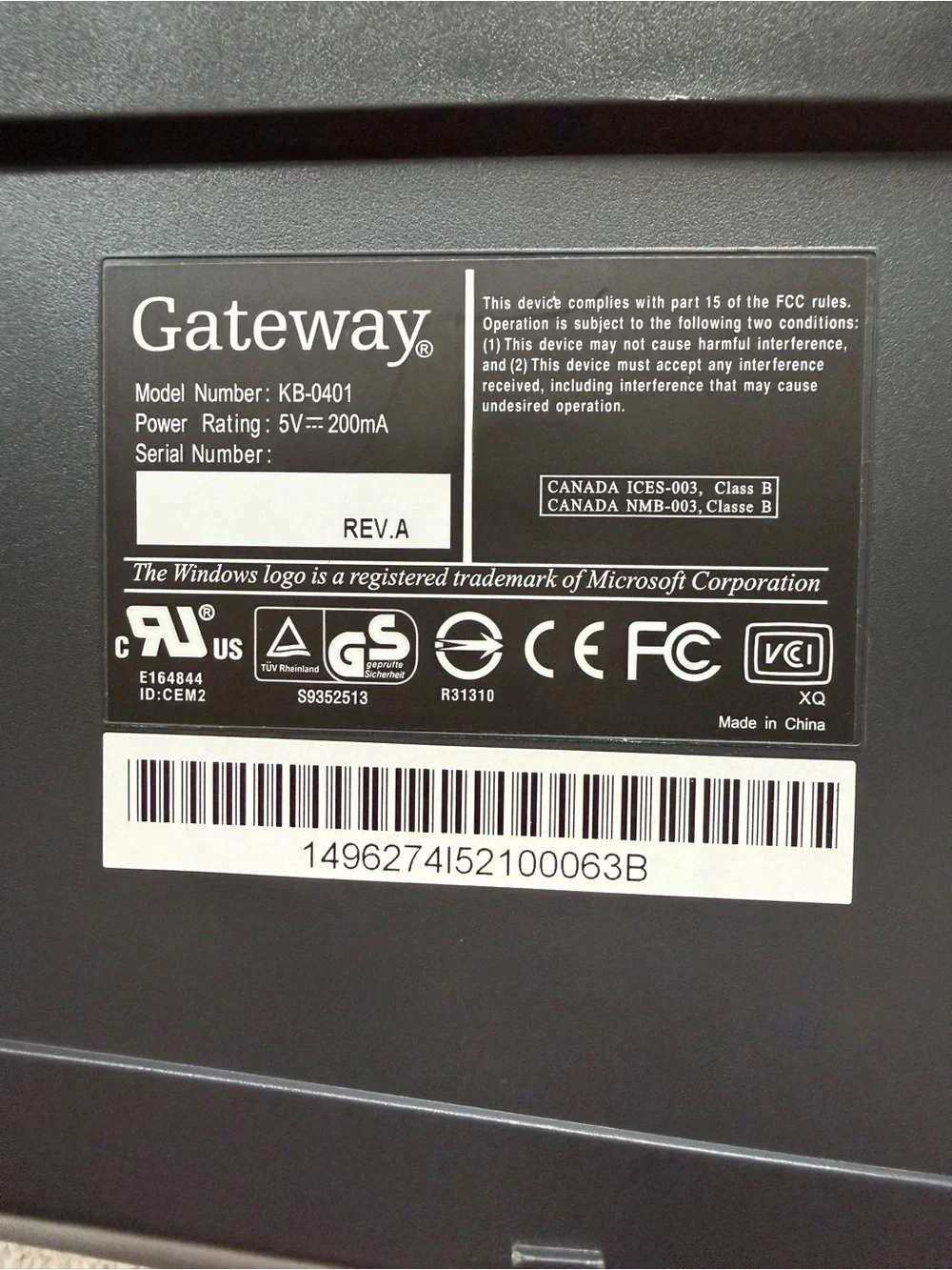 Gateway KB-0401 Wired Multimedia Keyboard Black Silver PS/2 Retro PC Windows